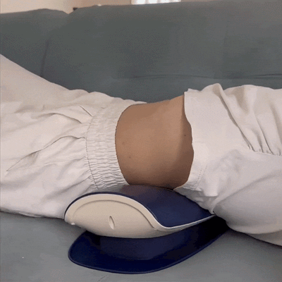 LumbarLift Pro back lumbar massager with adjustable straps and control panel for targeted lower back relief.